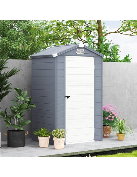 Outsunny 4 x 3ft Garden Shed with Foundation Kit, Polypropylene Outdoor Storage Tool House with Ventilation Slots and Lockable D - pic 54511 | FastDaddyshop