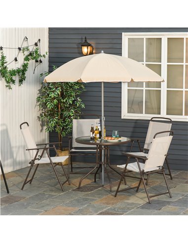 Outsunny 6-Piece Garden Patio Texteline Folding Bistro Set, Beige 01-0708