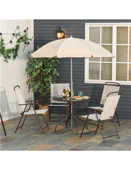 Outsunny 6-Piece Garden Patio Texteline Folding Bistro Set, Beige 01-0708 - pic 54514 | FastDaddyshop