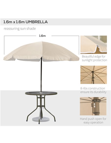 Outsunny Garden Patio Texteline Folding Chairs Plus Table and Parasol Furniture Bistro Set - Beige (6-Piece) 01-0708 - pic 54517 | FastDaddyshop