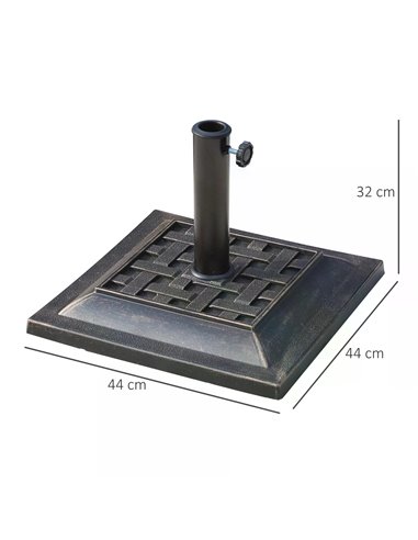 Outsunny 44 cm Square Garden Parasol Stand-Bronze Resin 01-0415