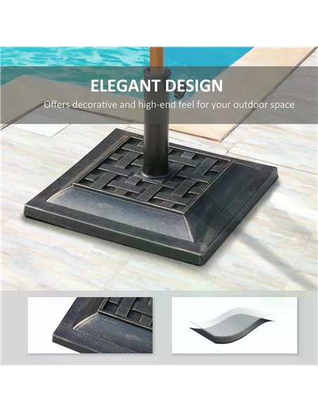 Outsunny 44 cm Square Garden Parasol Stand-Bronze Resin 01-0415 - pic 54525 | FastDaddyshop