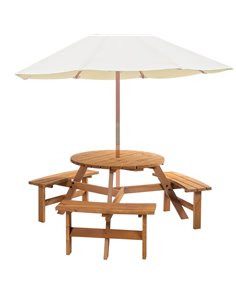 Outsunny 6-Seater Fir Wood Garden Pub Table & Bench Set, Brownish Red 84B-163