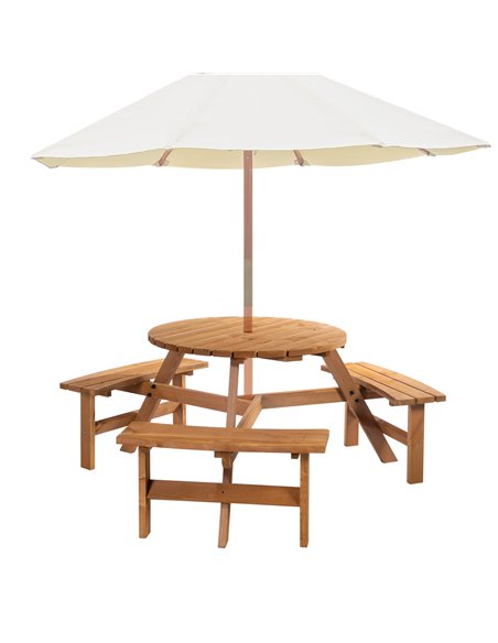 Outsunny 6-Seater Fir Wood Garden Pub Table & Bench Set, Brownish Red 84B-163 - pic 54531 | FastDaddyshop