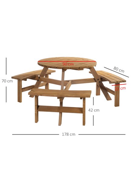Outsunny Fir Wood Garden Pub Table & Bench Set, 6-Seater Heavy Duty Outdoor Dining Furniture with Parasol Hole, Patio 84B-163 - pic 54533 | FastDaddyshop