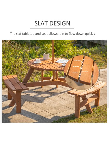 Outsunny Fir Wood Garden Pub Table & Bench Set, 6-Seater Heavy Duty Outdoor Dining Furniture with Parasol Hole, Patio 84B-163 - pic 54536 | FastDaddyshop