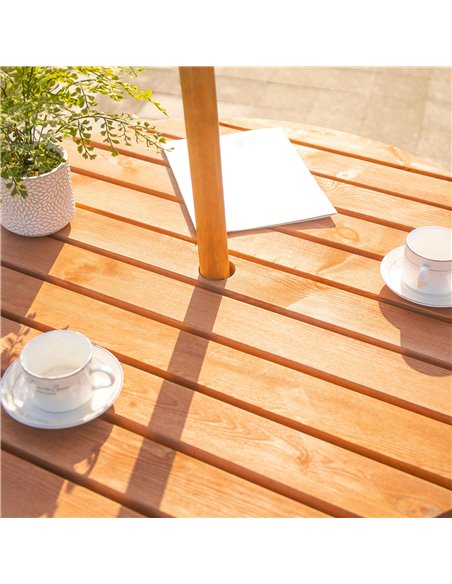 Outsunny Fir Wood Garden Pub Table & Bench Set, 6-Seater Heavy Duty Outdoor Dining Furniture with Parasol Hole, Patio 84B-163 - pic 54539 | FastDaddyshop