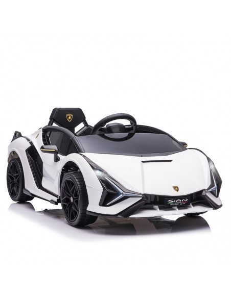 Homcom 3+ Kids Electric Car 12V Lamborghini SIAN with Parental Remote Control, Lights, MP3, White - pic 5455 | FastDaddyshop