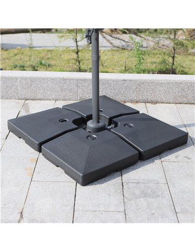 Outsunny 4 Pieces Portable Sand or Water Fillable Parasol Base Cross Stand Weights Square Holder Cantilever Garden (Pole&Cross S