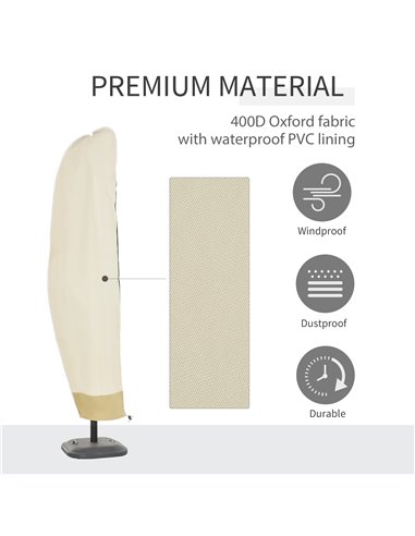 Outsunny Garden Parasol Cover Deluxe, Waterproof Outdoor Furniture Protector, Large, Cantilever Rain Shield, 56 x 220H cm 84D-00
