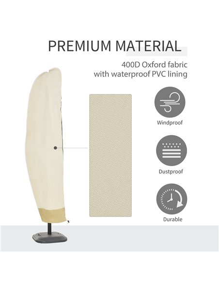 Outsunny Garden Parasol Cover Deluxe, Waterproof Outdoor Furniture Protector, Large, Cantilever Rain Shield, 56 x 220H cm 84D-00 - pic 54579 | FastDaddyshop