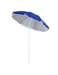 Outsunny 1.7m x 2m Tilted Beach Parasol with Steel Frame, Blue 84D-069BU