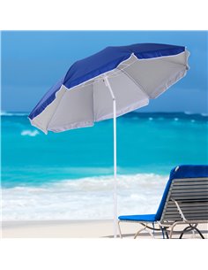 Outsunny 1.7m x 2m Tilted Beach Parasol with Steel Frame, Blue 84D-069BU 2