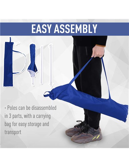 Outsunny Tilted Beach Parasol, 1.7m x 2m, with Steel Frame for UV Protection, Easy to Adjust, Blue 84D-069BU - pic 54590 | FastDaddyshop