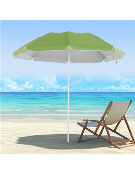 Outsunny 1.7m x 2m Tilted Steel Frame Beach Parasol Green 84D-069GN - pic 54595 | FastDaddyshop