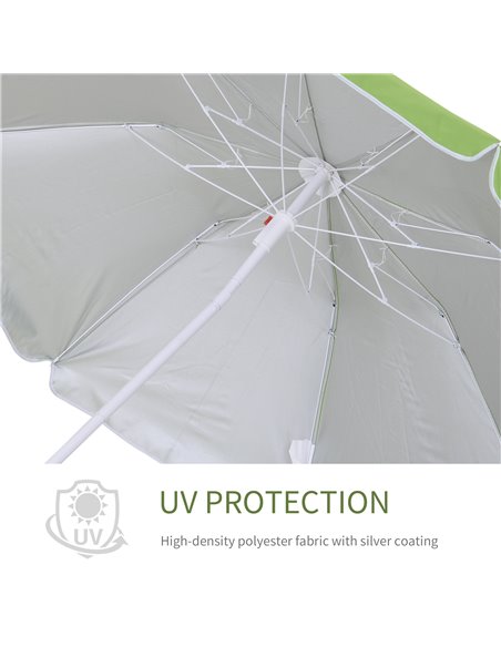 Outsunny 1.7m x 2m Tilted Steel Frame Beach Parasol Green 84D-069GN - pic 54598 | FastDaddyshop