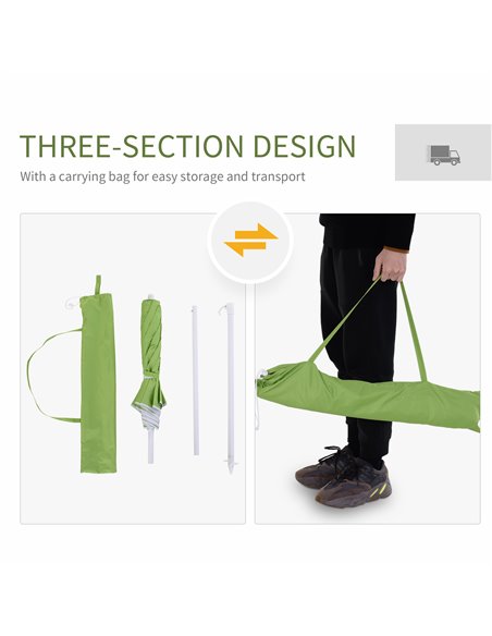 Outsunny 1.7m x 2m Tilted Steel Frame Beach Parasol Green 84D-069GN - pic 54600 | FastDaddyshop