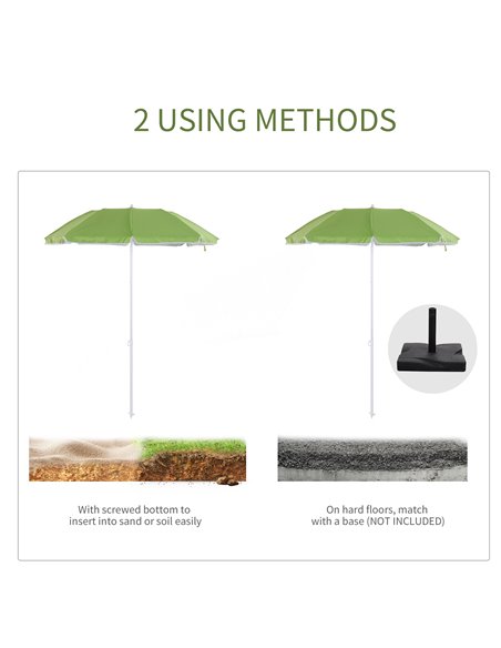 Outsunny 1.7m x 2m Tilted Steel Frame Beach Parasol Green 84D-069GN - pic 54601 | FastDaddyshop