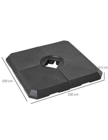 Outsunny HD Polyethylene Sand or Water Fillable Parasol Base Black 84D-070