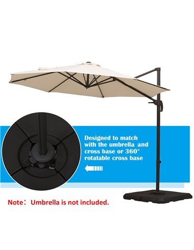 Outsunny HD Polyethylene Sand or Water Fillable Parasol Base Black 84D-070