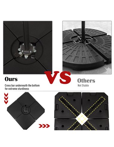 Outsunny HD Polyethylene Sand or Water Fillable Parasol Base Black 84D-070