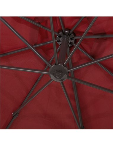Outsunny 3m Cantilever Aluminium Frame 360 Rotation Hanging Parasol w/ Cross Base Wine Red 840-126WR