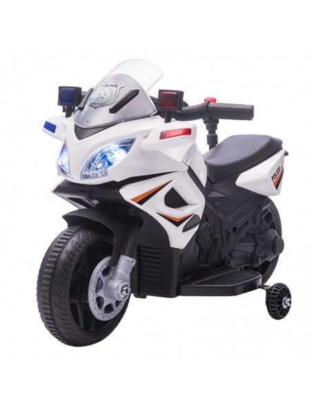 Homcom 18m+ Kids Police Electric Motorcycle 6V with Lights, Horn, Realistic Sound, White - pic 5462 | FastDaddyshop