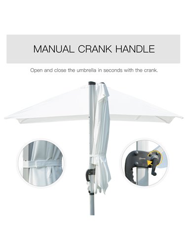 Outsunny 3m Cantilever Roma Parasol Aluminium Frame 360 Rotation Hanging Parasol with/ Cross Base White 84D-086WT