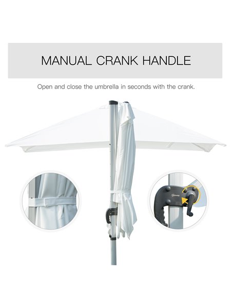 Outsunny 3m Cantilever Roma Parasol Aluminium Frame 360 Rotation Hanging Parasol with/ Cross Base White 84D-086WT - pic 54627 | FastDaddyshop