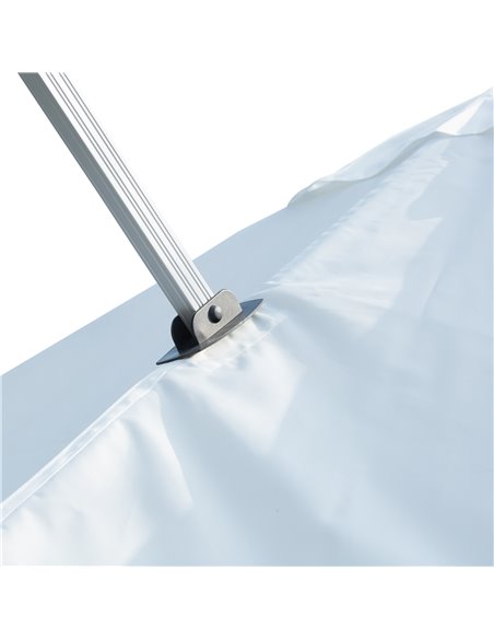 Outsunny 3m Cantilever Roma Parasol Aluminium Frame 360 Rotation Hanging Parasol with/ Cross Base White 84D-086WT - pic 54628 | FastDaddyshop