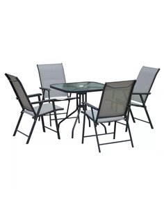 Outsunny 5pcs Classic Outdoor Dining Set Steel Frames, Grey 84B-425