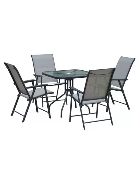 Outsunny 5pcs Classic Outdoor Dining Set Steel Frames, Grey 84B-425 - pic 54639 | FastDaddyshop