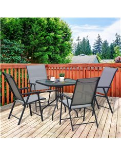 Outsunny 5pcs Classic Outdoor Dining Set Steel Frames, Grey 84B-425 2