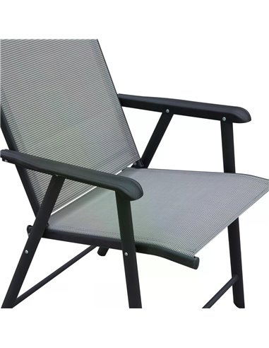 Outsunny 5pcs Classic Outdoor Dining Set Steel Frames w/ 4 Folding Chairs Glass Top Table Texteline Seats Parasol Hole Garden Di