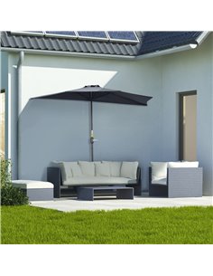 Outsunny 2.7m Balcony Half Parasol 5 Steel Ribs Construction, Grey 84D-007GY 2