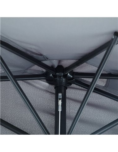 Outsunny 2.7m Balcony Half Parasol 5 Steel Ribs Construction Garden Outdoor Umbrella Grey 84D-007GY