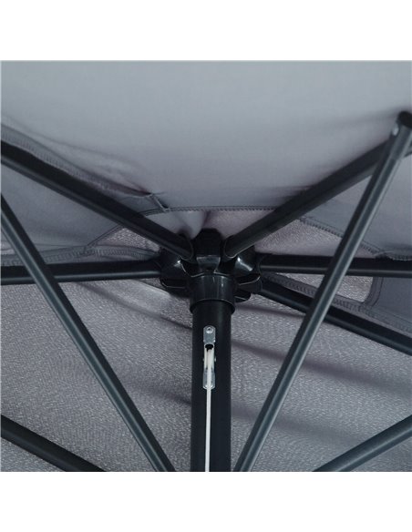 Outsunny 2.7m Balcony Half Parasol 5 Steel Ribs Construction Garden Outdoor Umbrella Grey 84D-007GY - pic 54656 | FastDaddyshop