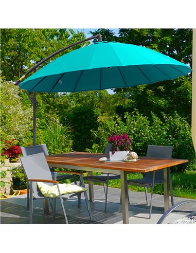 Outsunny 3(m) Cantilever Shanghai Parasol Garden Hanging Banana Sun Umbrella with Crank Handle, 18 Sturdy Ribs and Cross Base, T