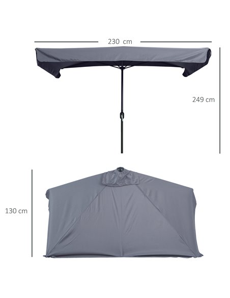Outsunny 2.3m Half Parasol Semi Round Umbrella Patio Metal Frame Crank Handle for Balcony-- NO BASE INCLUDED, Grey 84D-008V01CG - pic 54686 | FastDaddyshop