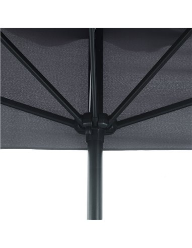 Outsunny 2.3m Half Parasol Semi Round Umbrella Patio Metal Frame Crank Handle for Balcony-- NO BASE INCLUDED, Grey 84D-008V01CG