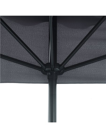 Outsunny 2.3m Half Parasol Semi Round Umbrella Patio Metal Frame Crank Handle for Balcony-- NO BASE INCLUDED, Grey 84D-008V01CG - pic 54691 | FastDaddyshop