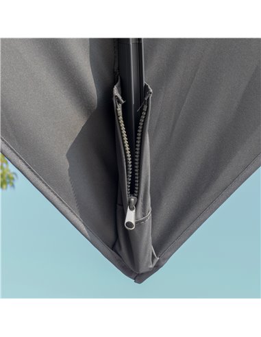 Outsunny 3m Cantilever Parasol, Outdoor Offset Patio Umbrella, Solar LED Lighted Hanging Sun Shade Canopy w/ Tilt and Crank Hand