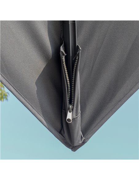 Outsunny 3m Cantilever Parasol, Outdoor Offset Patio Umbrella, Solar LED Lighted Hanging Sun Shade Canopy w/ Tilt and Crank Hand - pic 54719 | FastDaddyshop