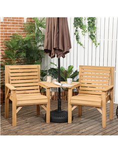 Outsunny Wooden Garden Love Seat, 2 Seater Jack & Jill Companion Seat, Brown 84G-144V00LR 2