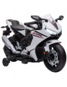 Homcom 3+ Electric Motorcycle 6V with Headlights, Music, Training Wheels, White