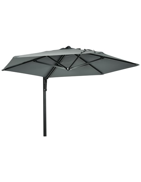Outsunny 250cm Wall Mounted Parasol, Hand to Push Patio Umbrella, Grey 84D-210V00GY - pic 54774 | FastDaddyshop