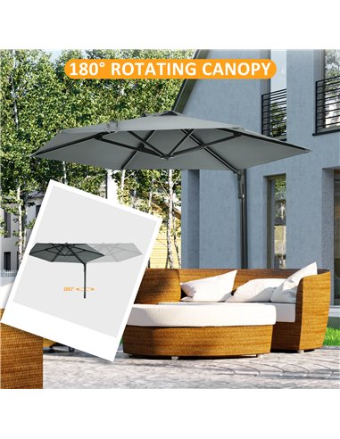 Outsunny Wall Mounted Parasol, Hand to Push Outdoor Patio Umbrella with 180 Degree Rotatable Canopy for Porch, Deck, Garden, 250