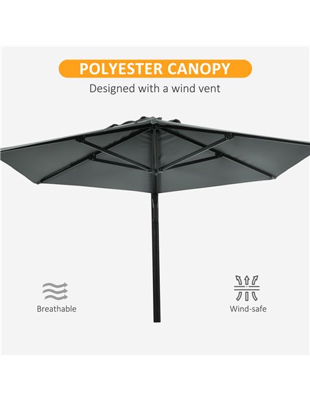 Outsunny Wall Mounted Parasol, Hand to Push Outdoor Patio Umbrella with 180 Degree Rotatable Canopy for Porch, Deck, Garden, 250 - pic 54779 | FastDaddyshop
