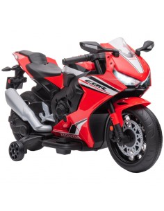 Homcom 3+ Electric Motorcycle 6V with Headlights, Music, Training Wheels, Red