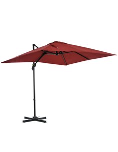 Outsunny 2.5x2.5m Patio Offset Parasol Umbrella Cantilever, Wine Red 84D-051V00WR